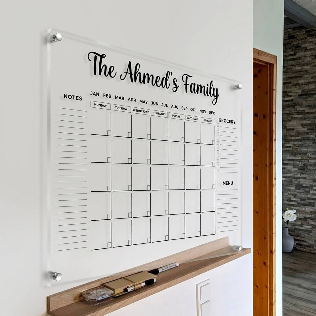 Personalized Acrylic Family Planner Wall Calendar